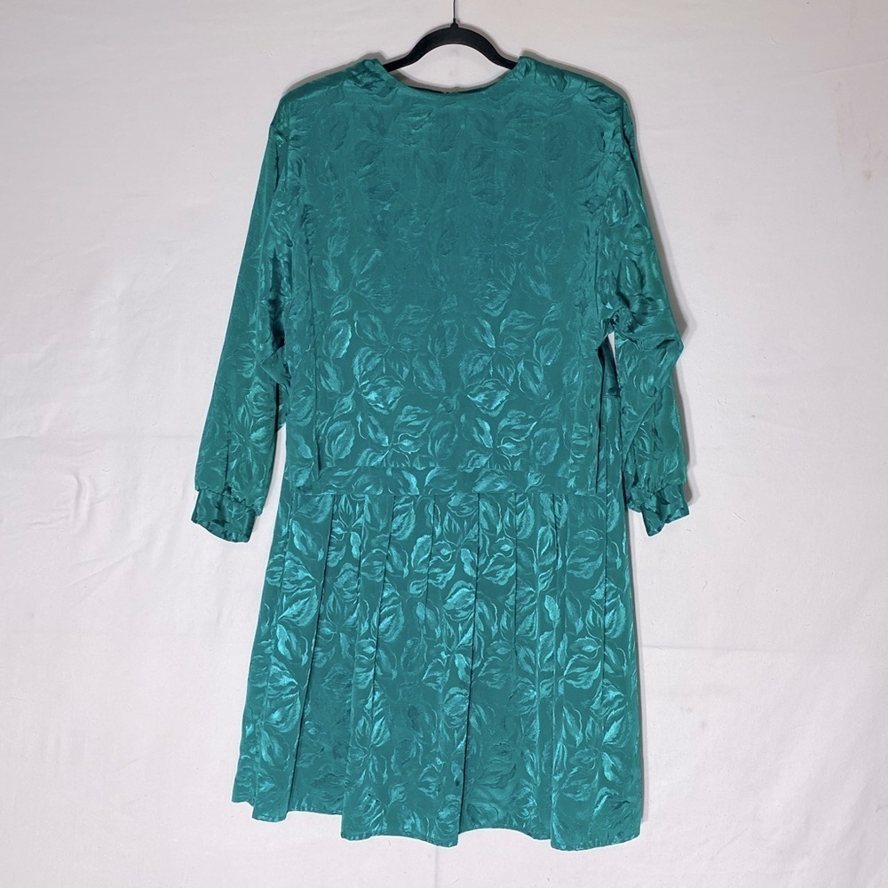 Vintage The French Fact Satiny Turquoise Floral Skirt Set M Mother Of The Bride